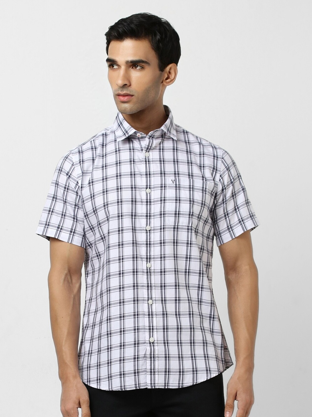 

Van Heusen Sport Slim Fit Tartan Checked Pure Cotton Casual Shirt, White