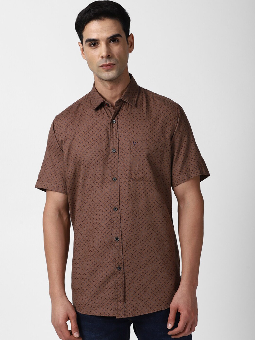 

Van Heusen Sport Micro Ditsy Printed Pure Cotton Shirt, Brown