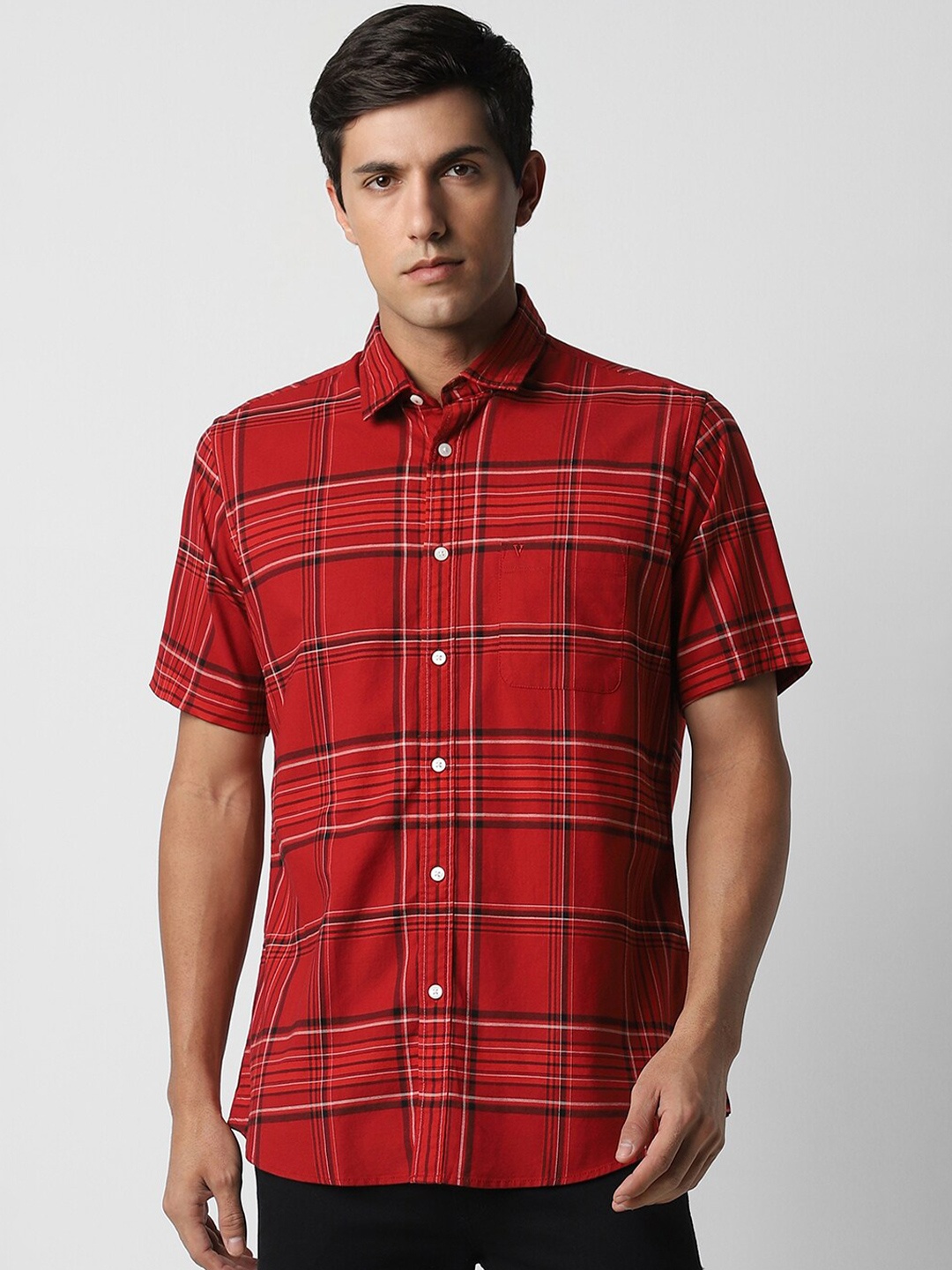 

Van Heusen Sport Slim Fit Opaque Checked Casual Shirt, Red