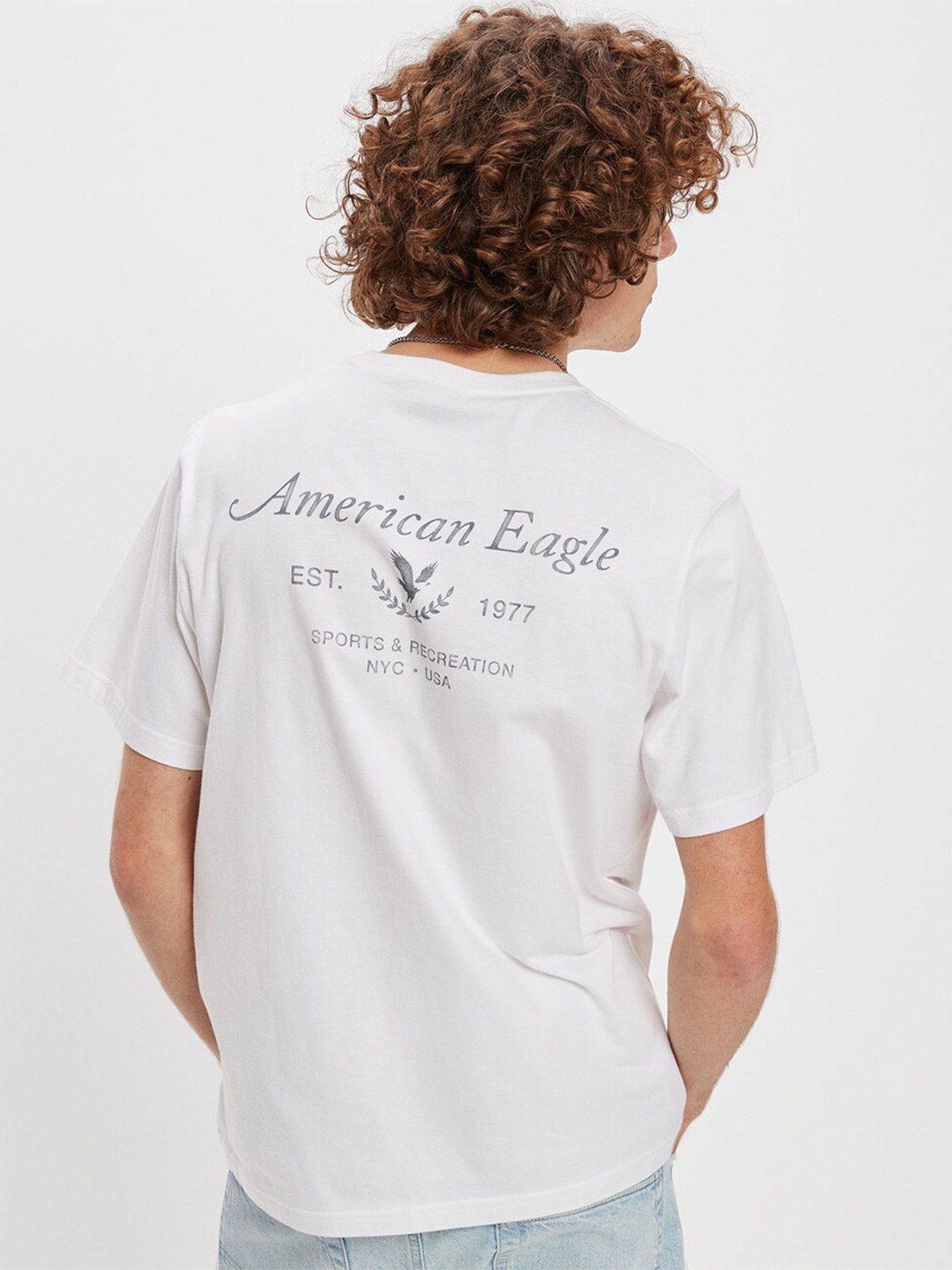 

AMERICAN EAGLE OUTFITTERS Typography Printed Pure Cotton T-shirt, White