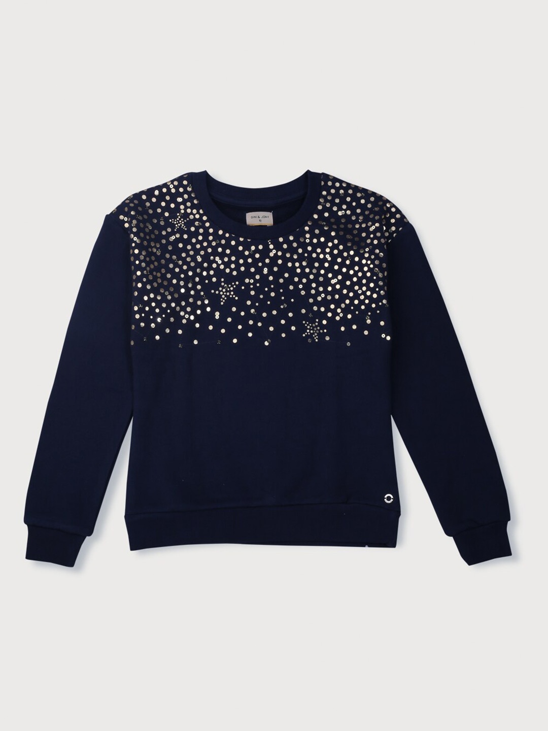 

Gini and Jony Girls Sequined Cotton Pullover Sweatshirt, Navy blue