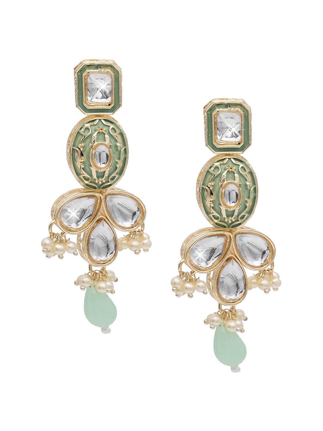 

Shining Jewel - By Shivansh Gold-Plated Contemporary Drop Earrings