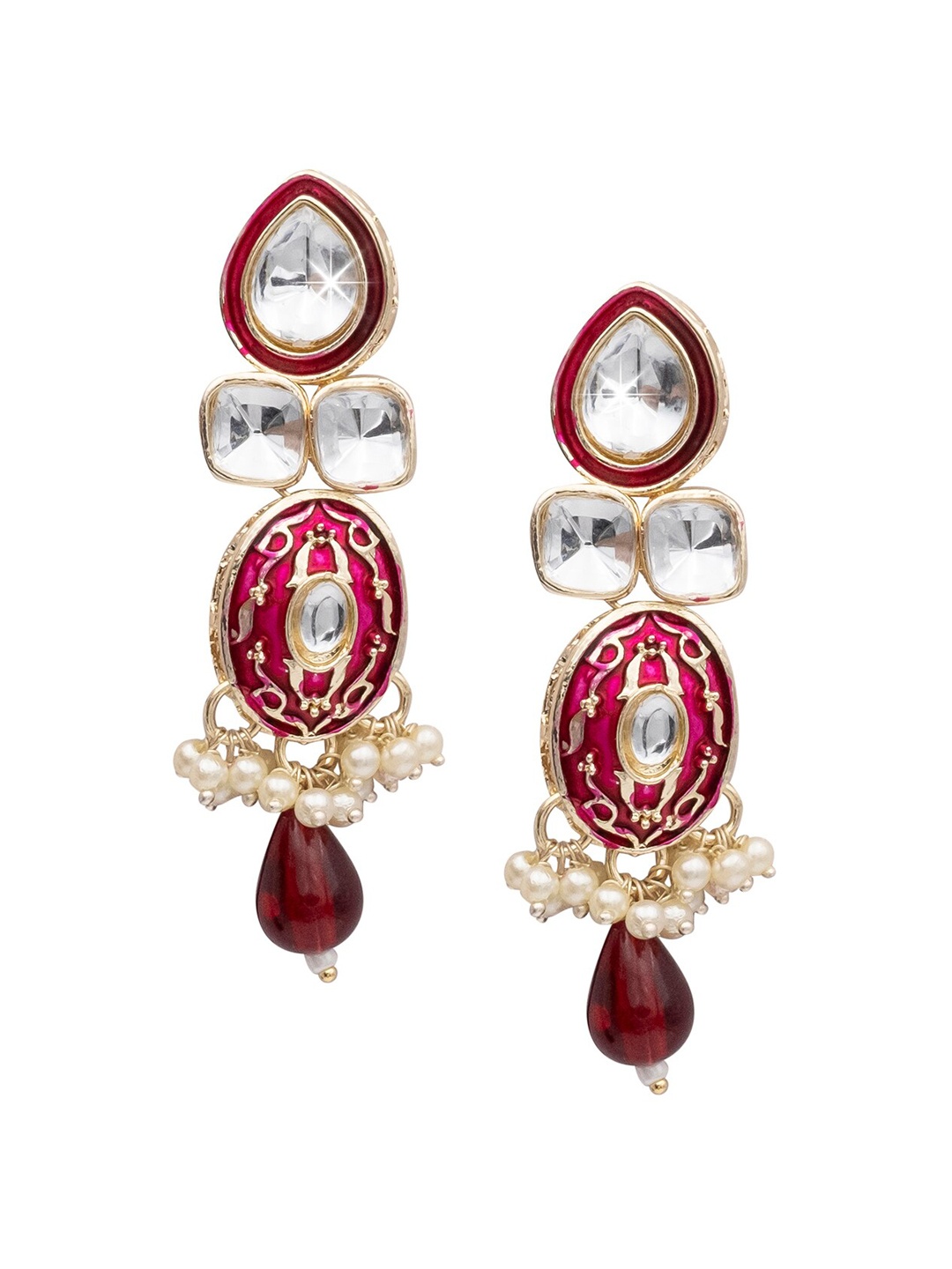 

Shining Jewel - By Shivansh Gold-Plated Contemporary Drop Earrings