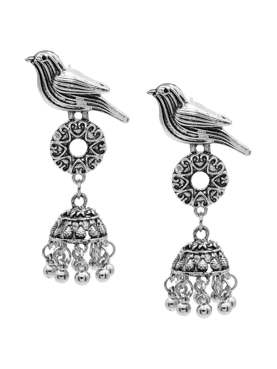 

Shining Jewel - By Shivansh Silver-Plated Contemporary Jhumkas