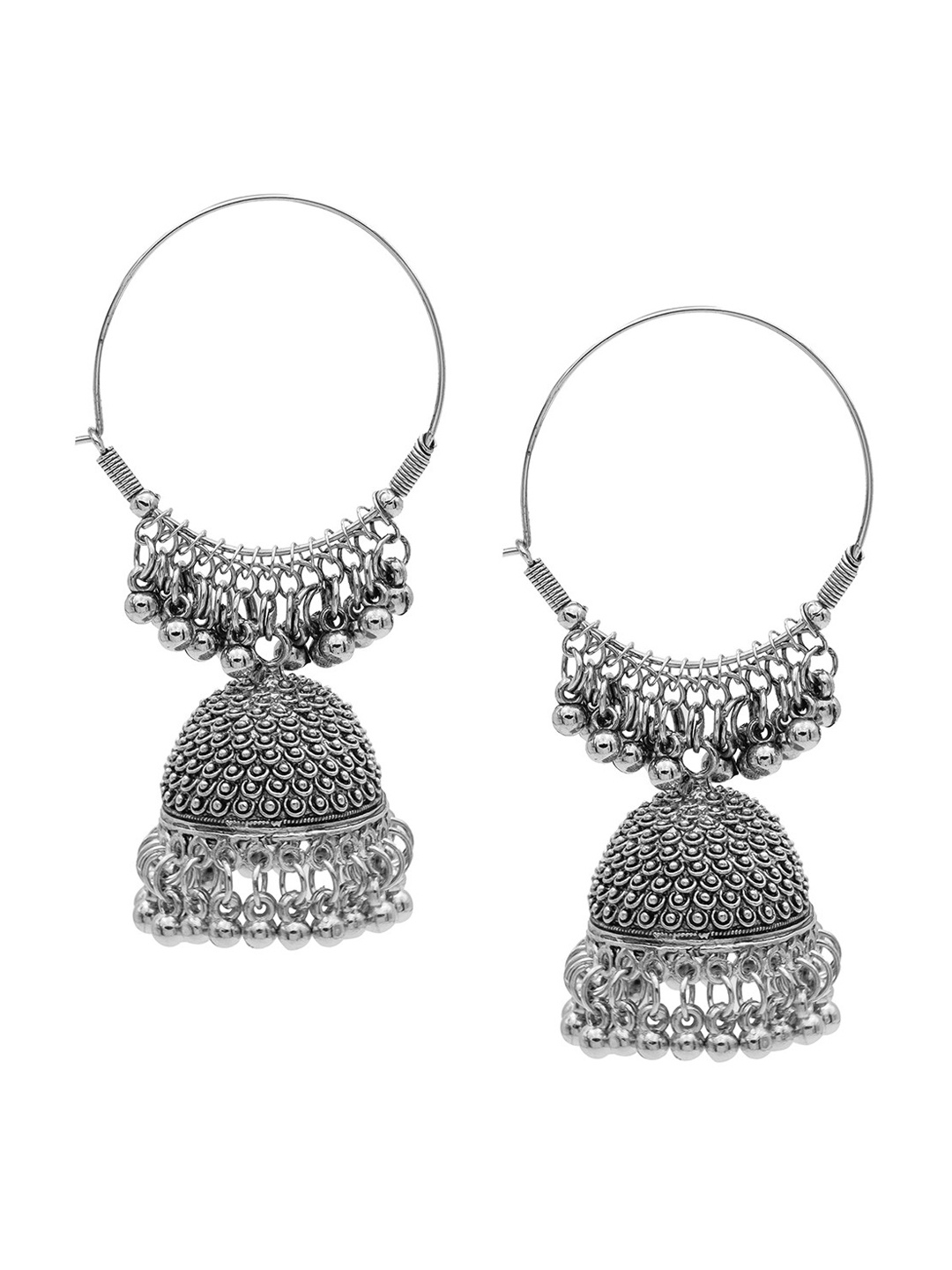 

Shining Jewel - By Shivansh Silver-Plated Contemporary Jhumkas