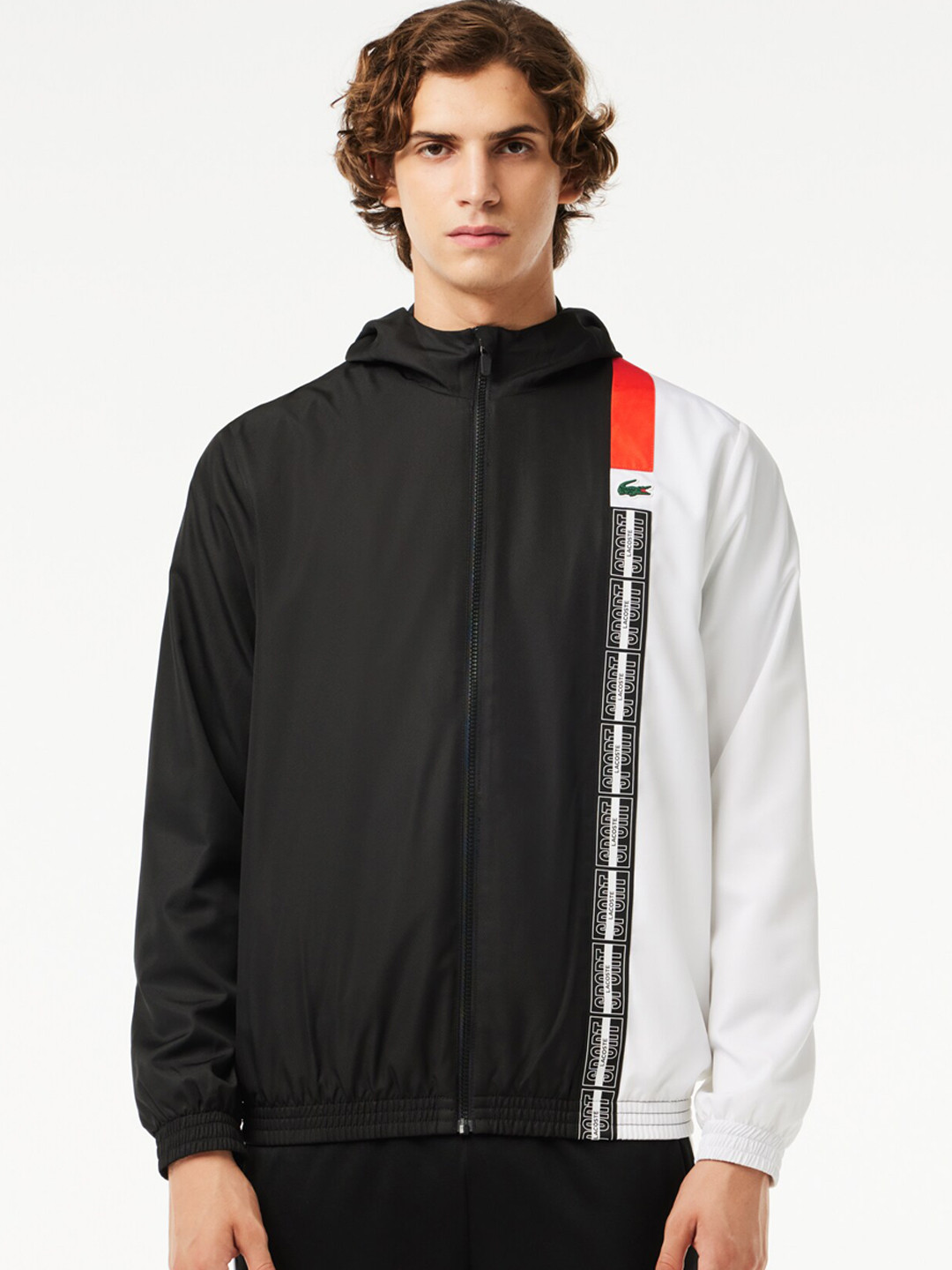 

Lacoste Colourblocked Hooded Bomber Jacket, Black