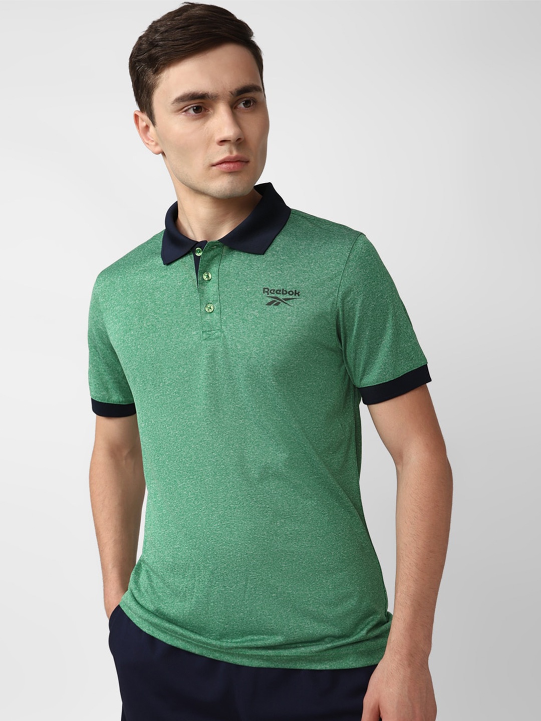 

Reebok Grn Polo Collar Speedwick T-Shirt, Green