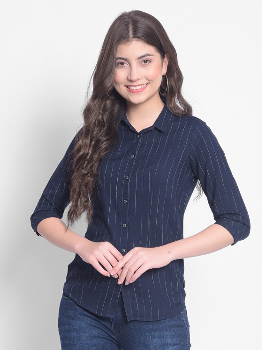 

Crimsoune Club Striped Casual Shirt, Navy blue