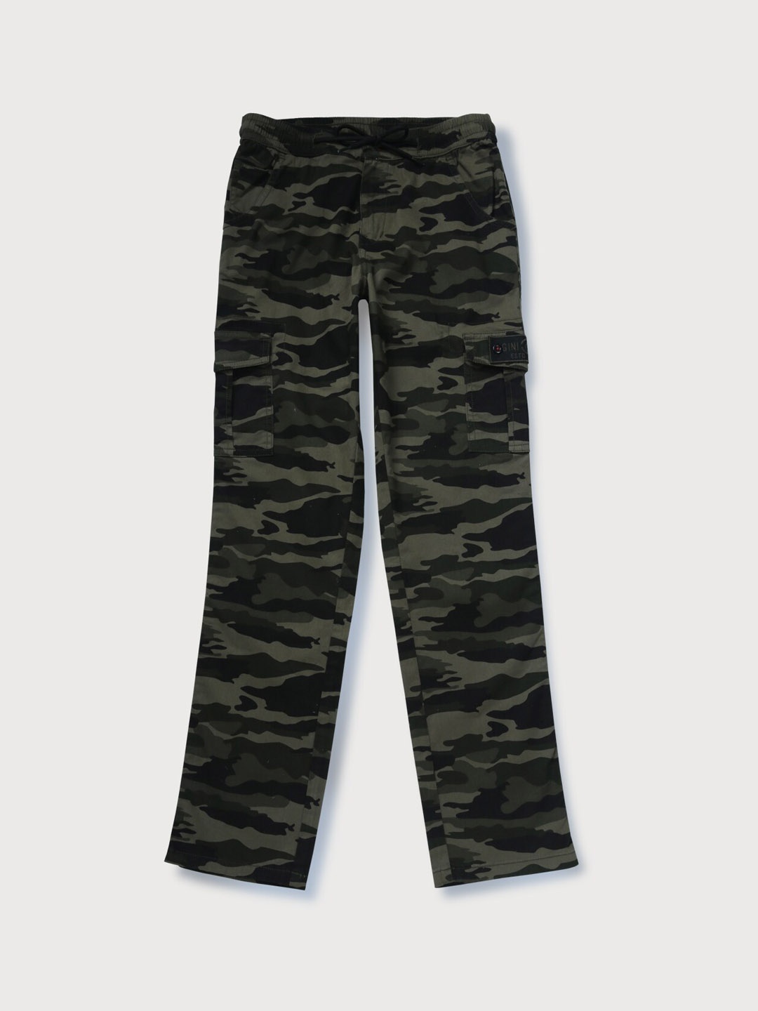 

Gini and Jony Boys Camouflage Printed Mid-Rise Cargos, Olive