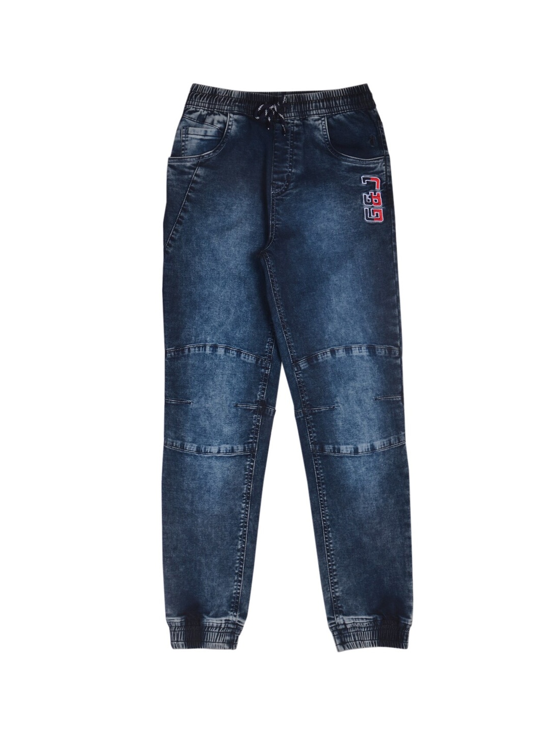 

Gini and Jony Boys Mid-Rise Light Fade Clean Look Denim Joggers, Navy blue