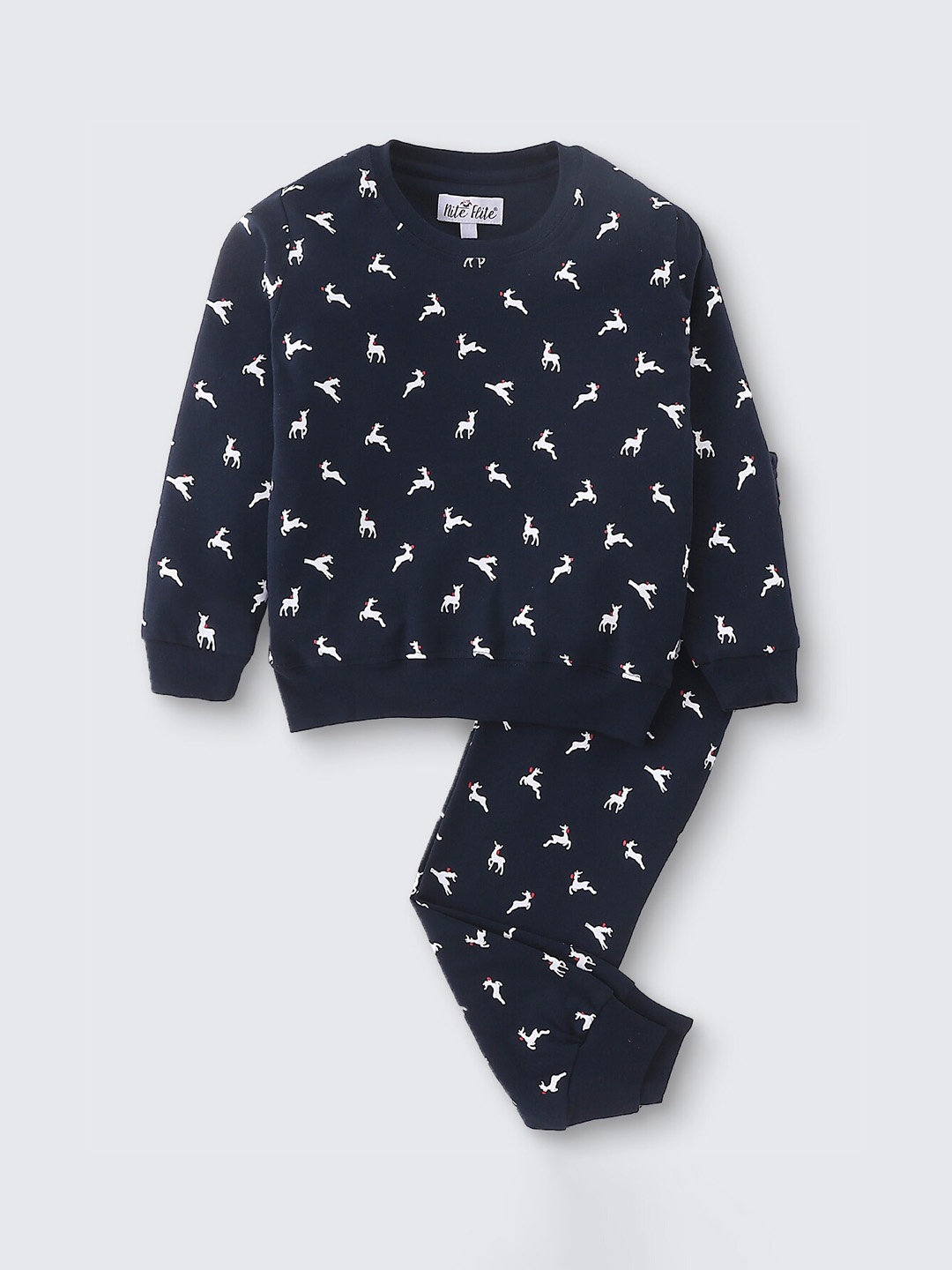 

Nite Flite Kids Conversational Printed Pure Cotton T-Shirt & Pyjamas Night suit, Navy blue