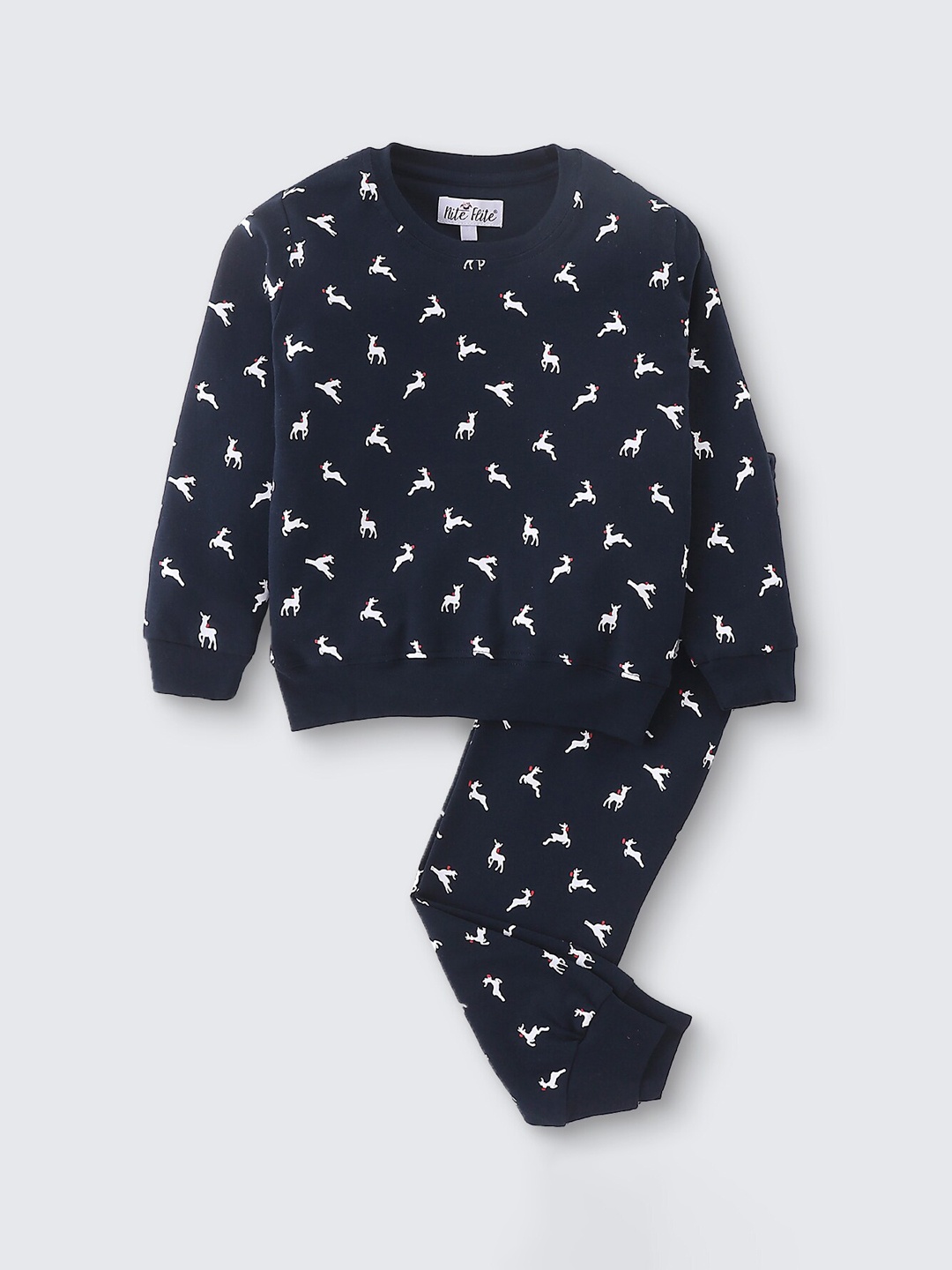 

Nite Flite Kids Conversational Printed Pure Cotton Night suit, Navy blue