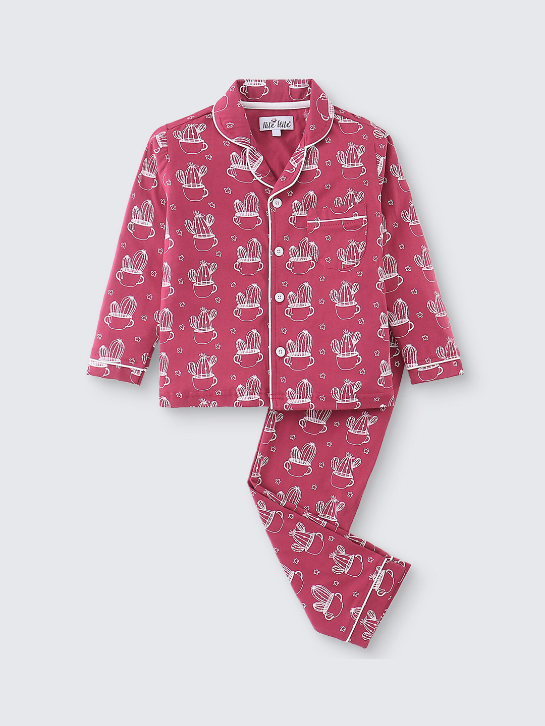 

Nite Flite Girls Conversational Printed Pure Cotton Shirt With Pyjamas, Magenta