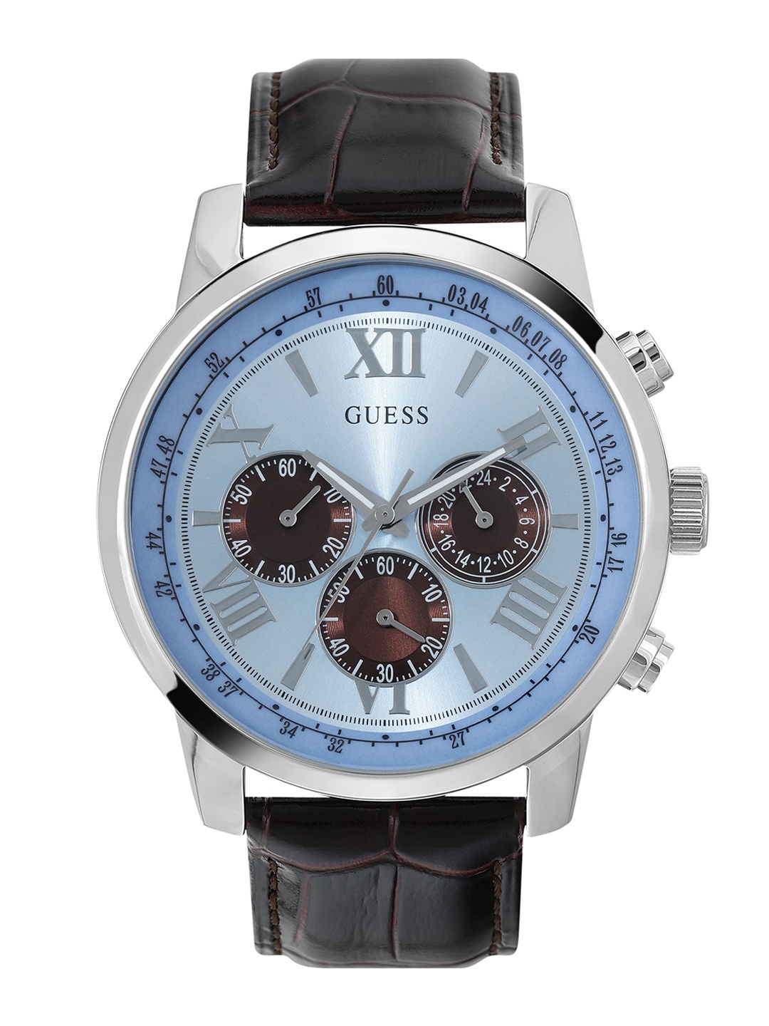 

GUESS Men Textured Dial & Leather Straps Analogue Watch U0380G6M, Blue