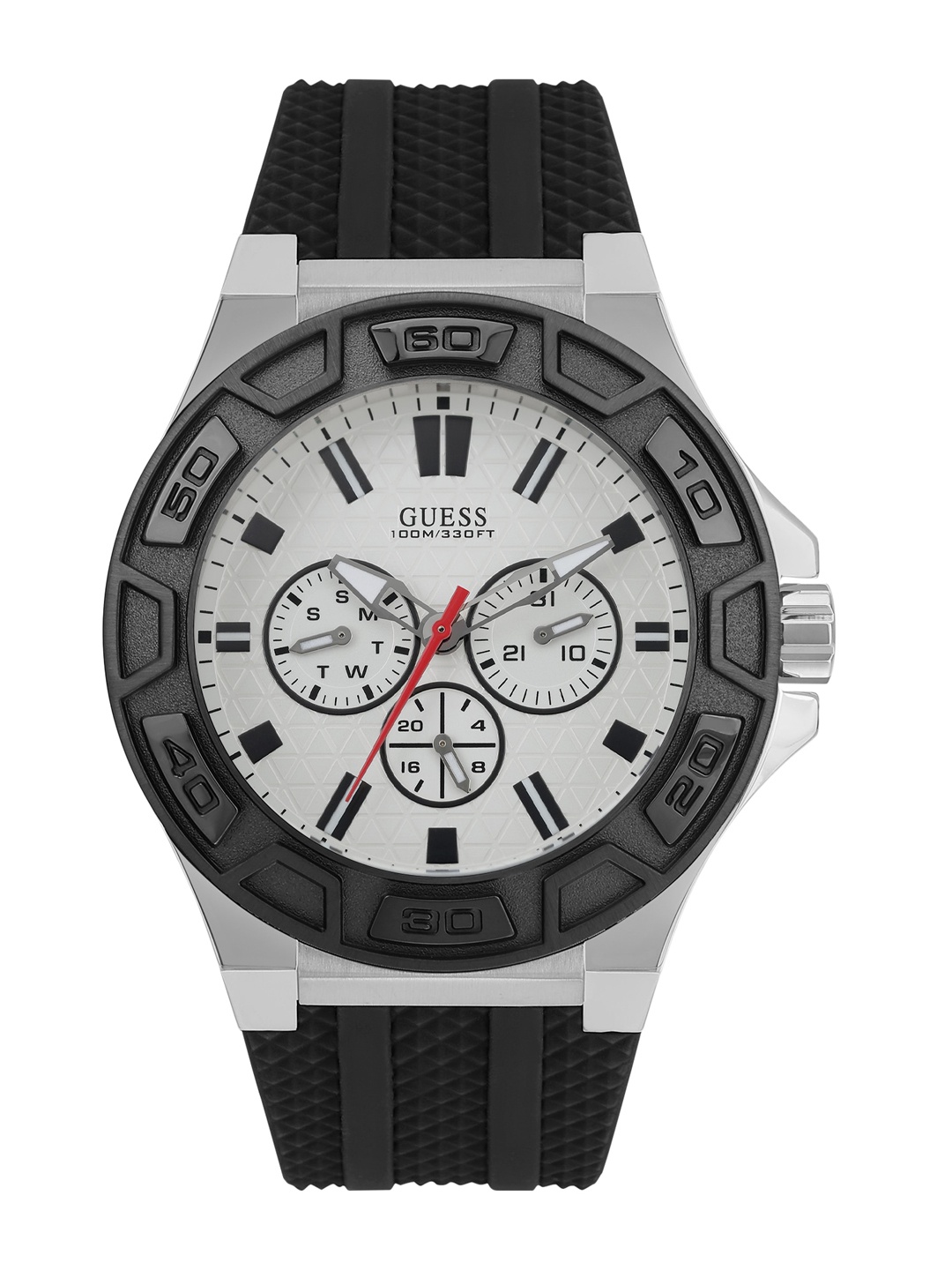 

GUESS Men Textured Dial & Silicon Straps Analogue Watch U0674G3M, White