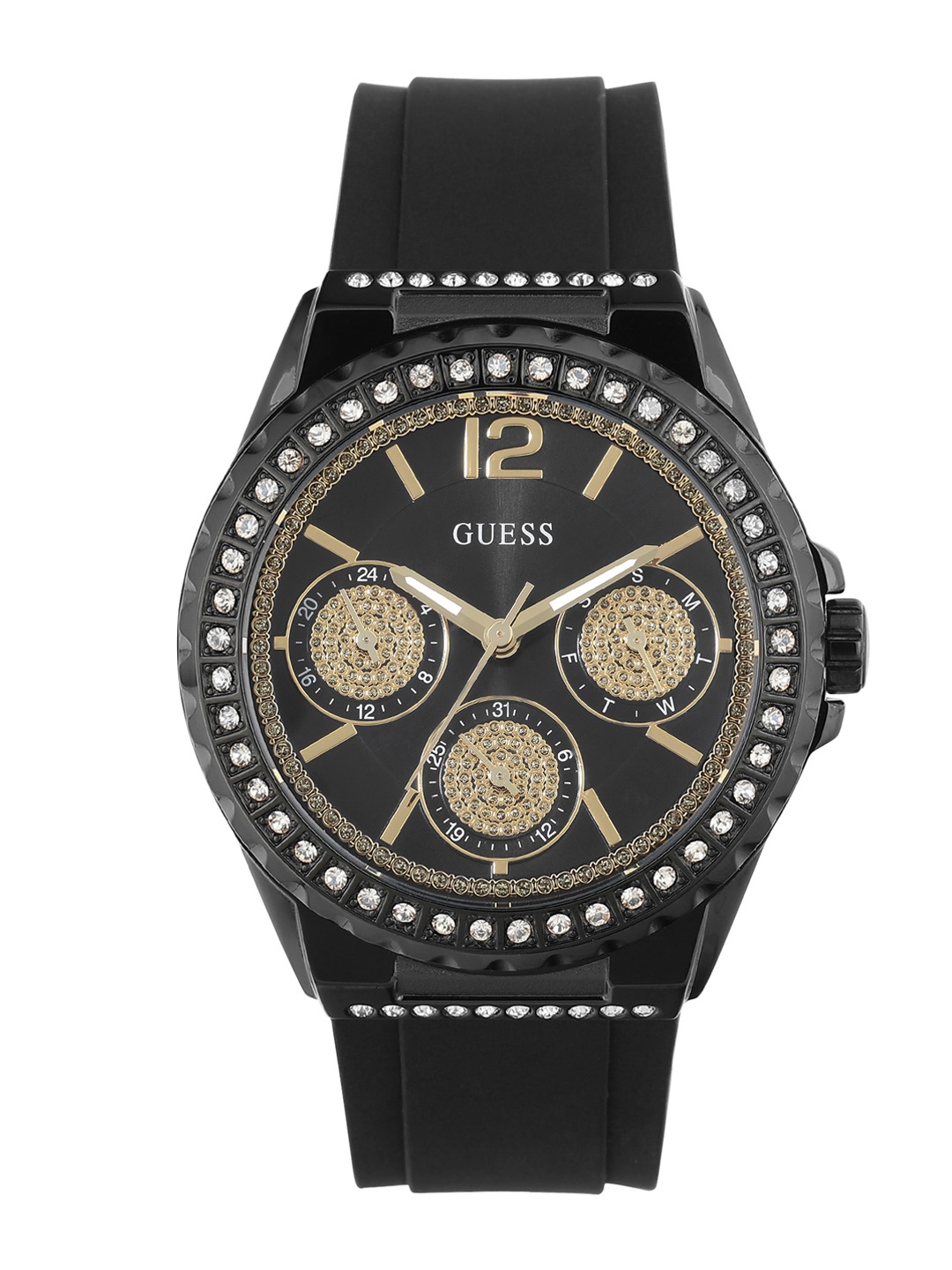 

GUESS Women Embellished Dial & Straps Analogue Watch U0846L1M, Black