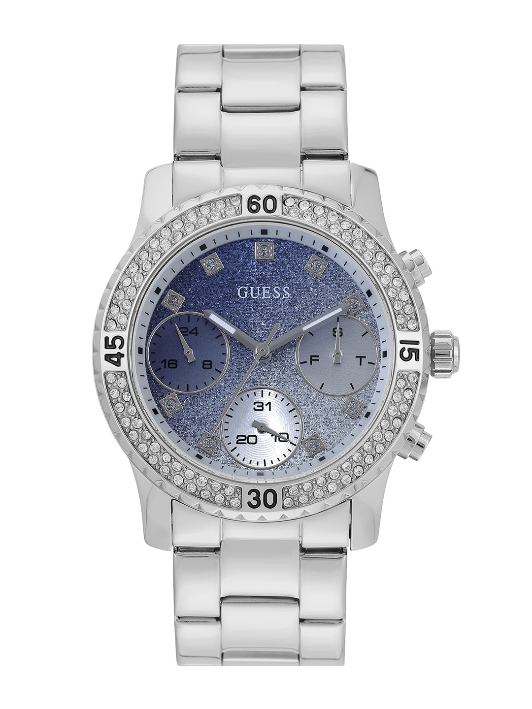 

GUESS Women Embellished Dial & Bracelet Style Straps Analogue Watch U0774L6M, Blue