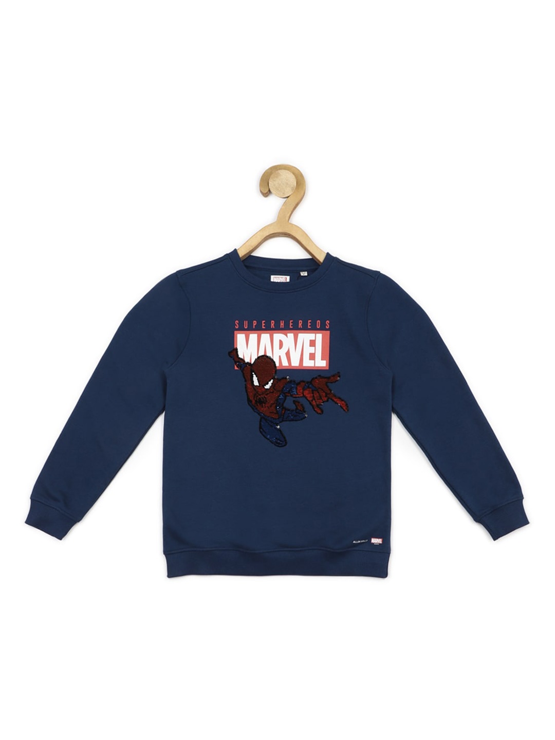 

Allen Solly Junior Boys Spider-Man Printed Round Neck Cotton Pullover Sweatshirt, Navy blue
