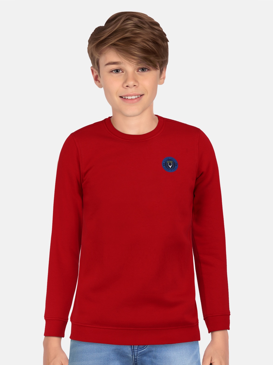 

Allen Solly Junior Boys Round Neck Long Sleeves Cotton Pullover Sweatshirt, Red