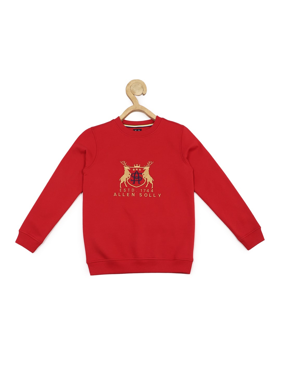 

Allen Solly Junior Boys Graphic Printed Round Neck Embroidered Pure Cotton Sweatshirt, Red