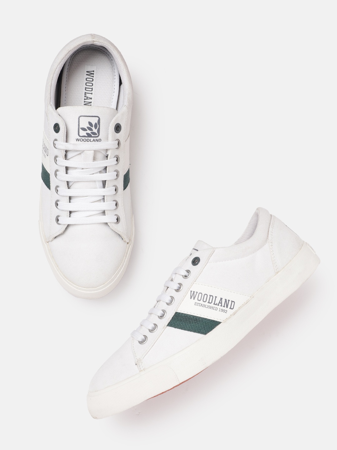 

Woodland Men Round-Toe Canvas Sneakers, White