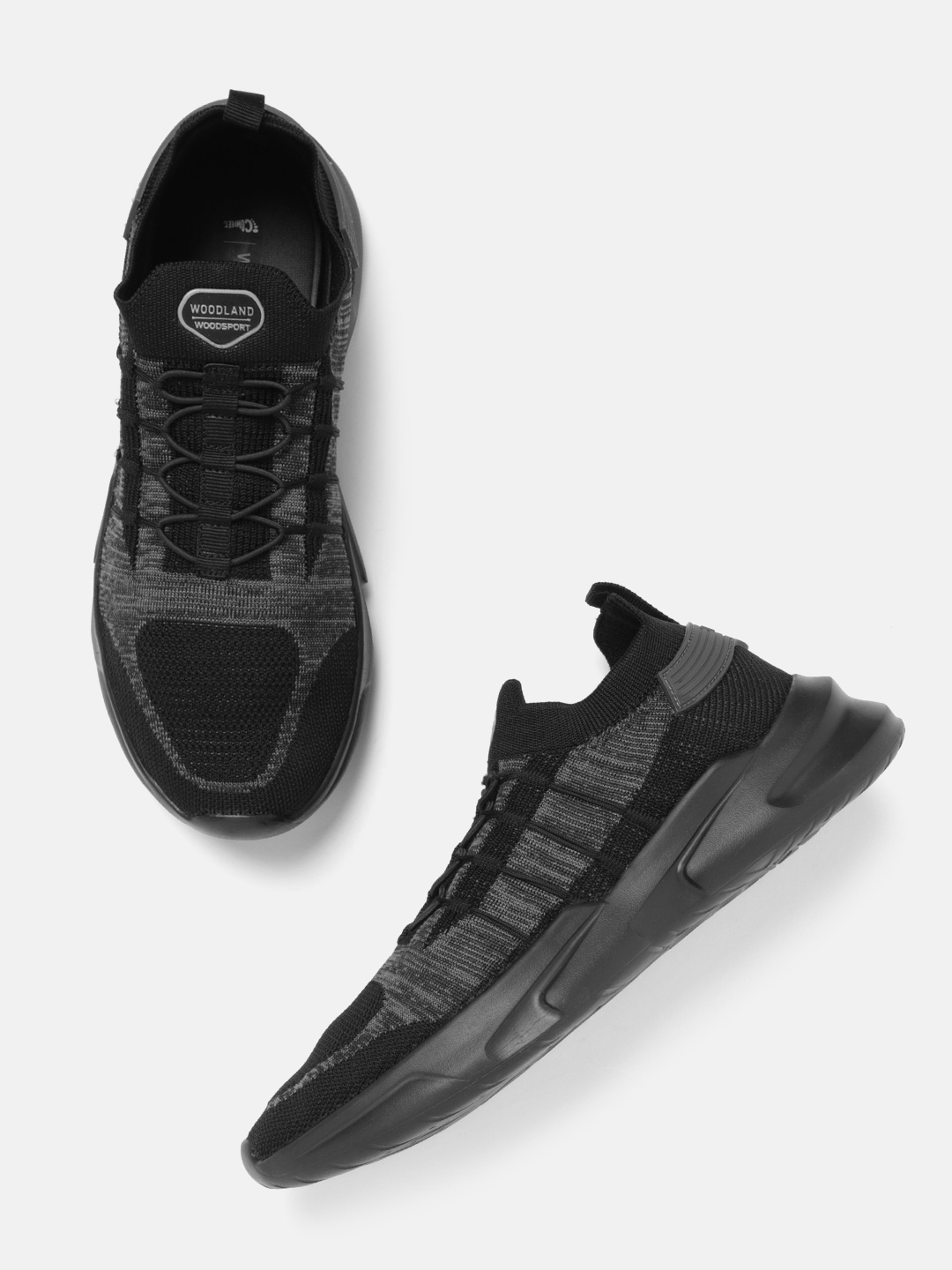 

Woodland Men Woven Design Running Shoes, Black