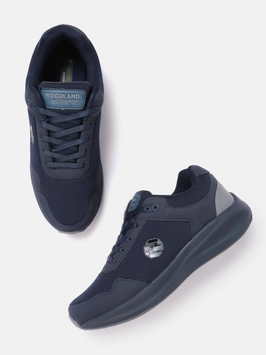 

Woodland Men Woven Design Running Shoes, Navy blue