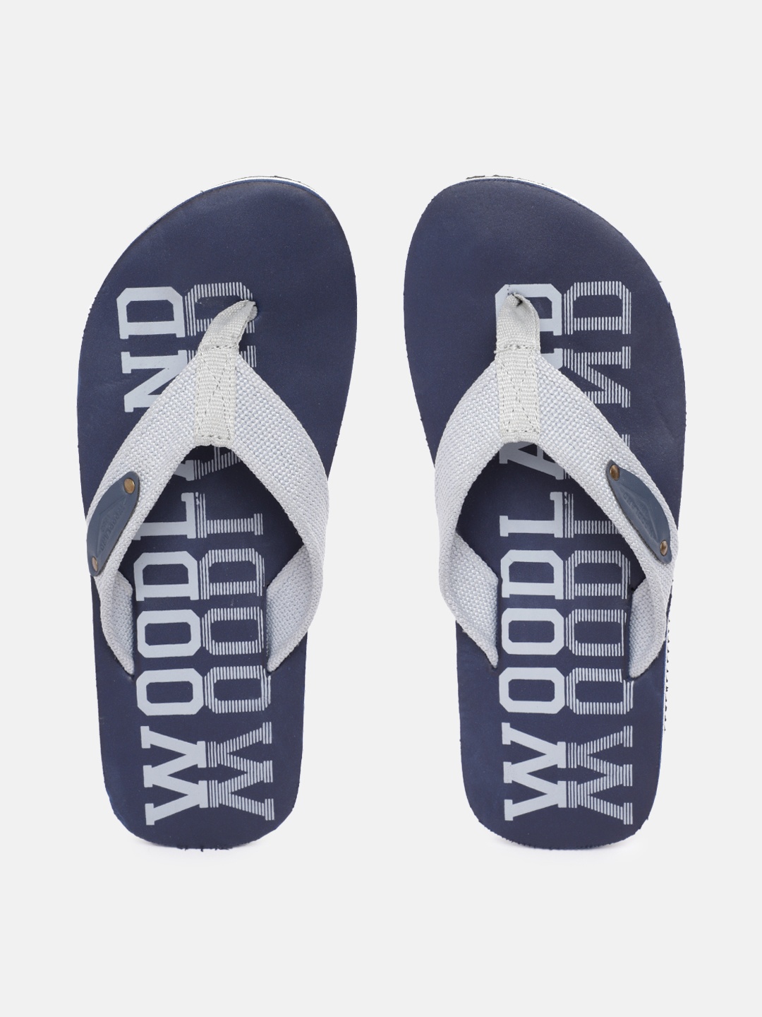 

Woodland Men Brand Logo Printed Thong Flip-Flops, Navy blue