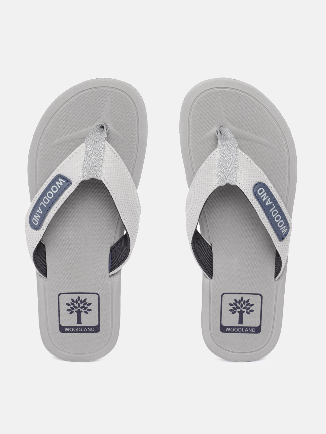

Woodland Men Brand Logo Printed Thong Flip-Flops, Grey