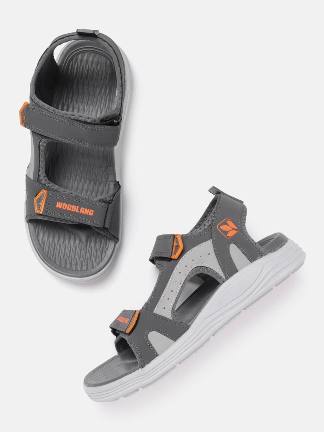 

Woodland Men Brand Logo Detail Sports Sandals, Grey