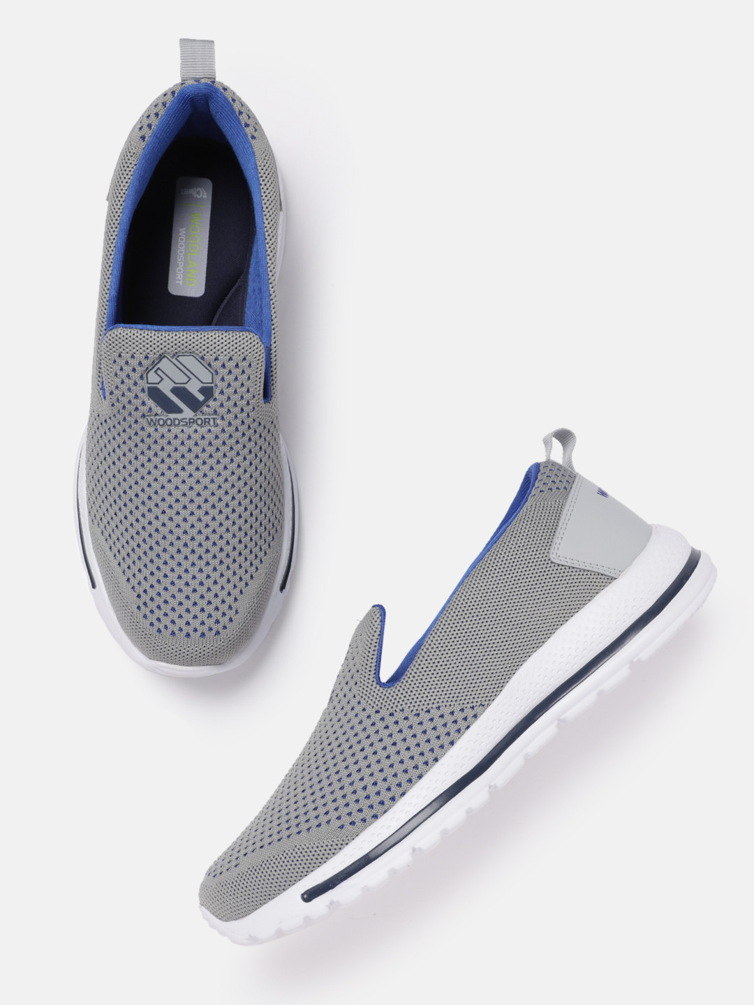 

Woodland Men Woven Design Round-Toe Running Shoes, Grey
