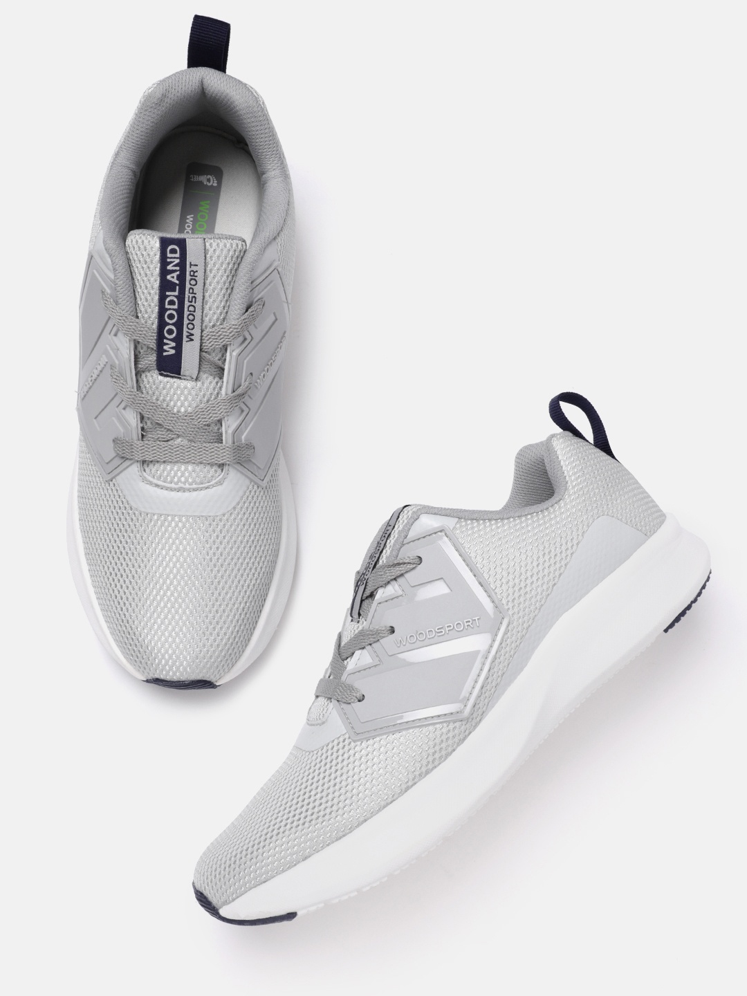

Woodland Men Woven Design Round-Toe Running Shoes, Grey