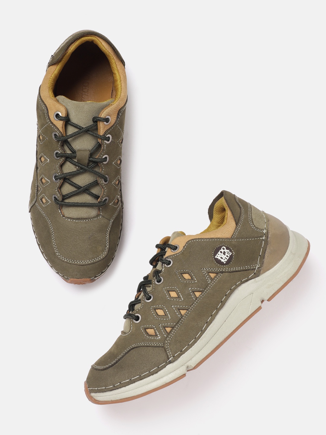 

Woodland Men Round-Toe Everyday Nubuck Sneakers, Olive