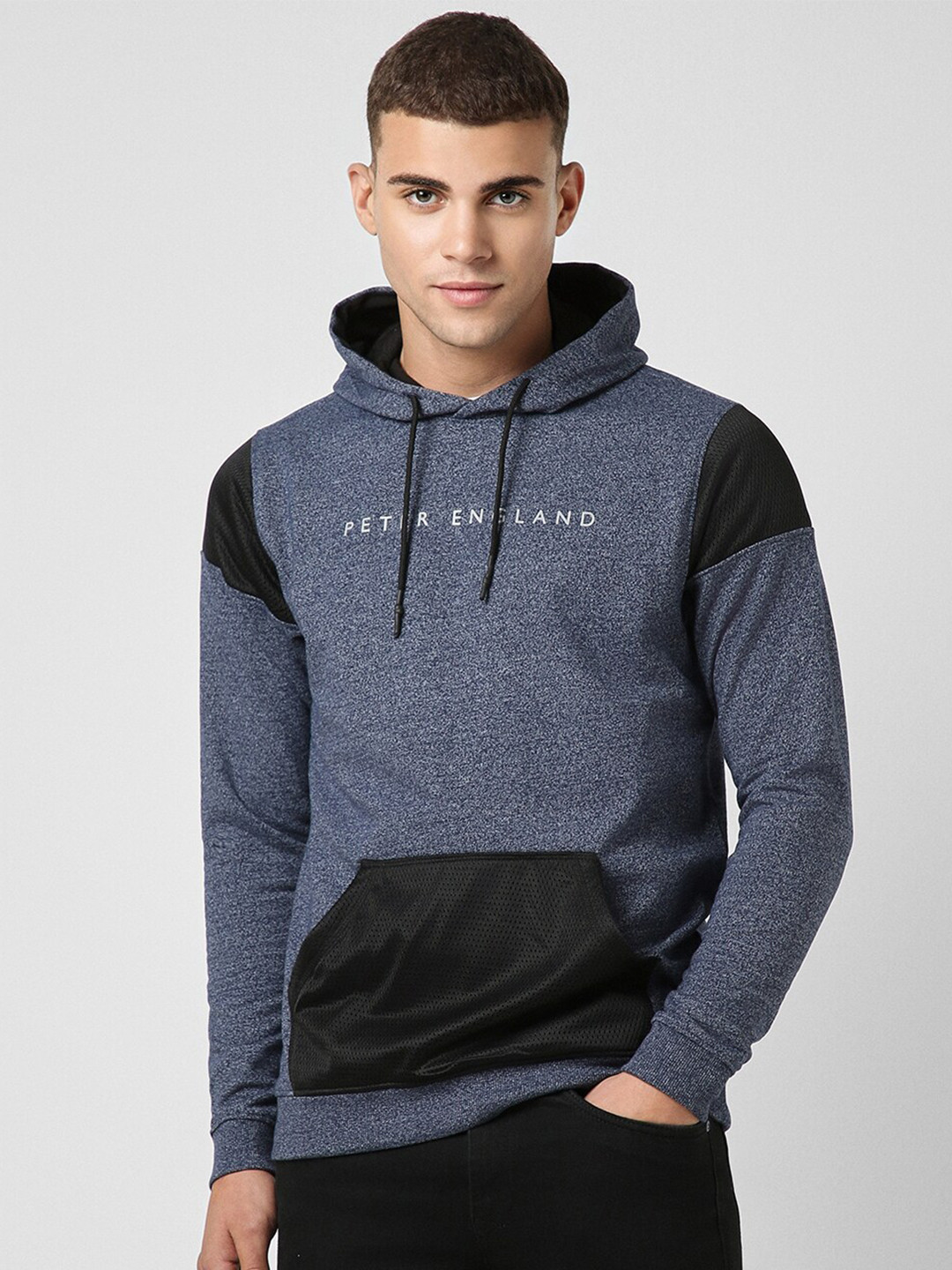 

Peter England Casuals Colourblocked Hooded Sweatshirt, Grey