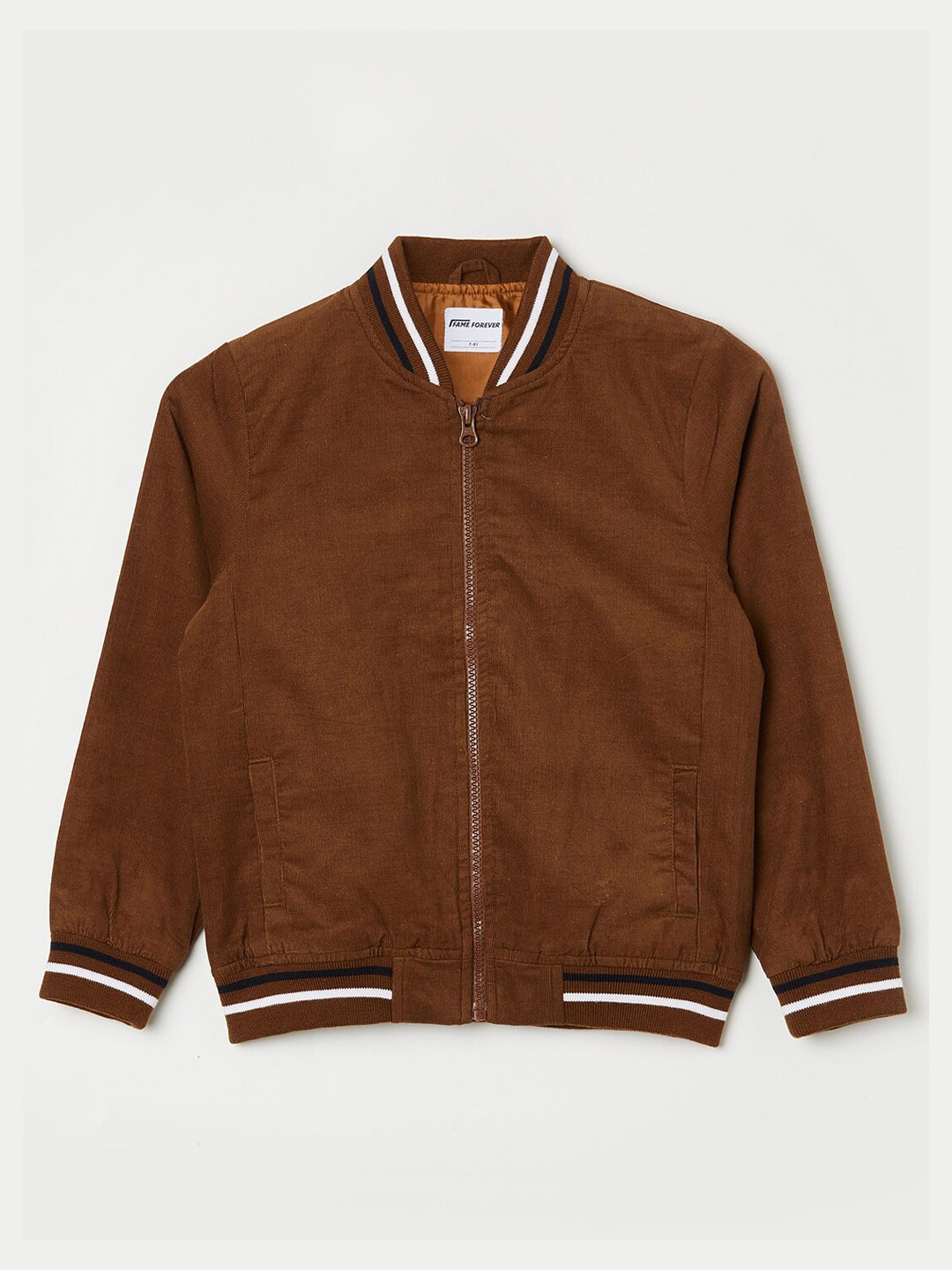 

Fame Forever by Lifestyle Boys Stand Collar Cotton Bomber Jacket, Brown