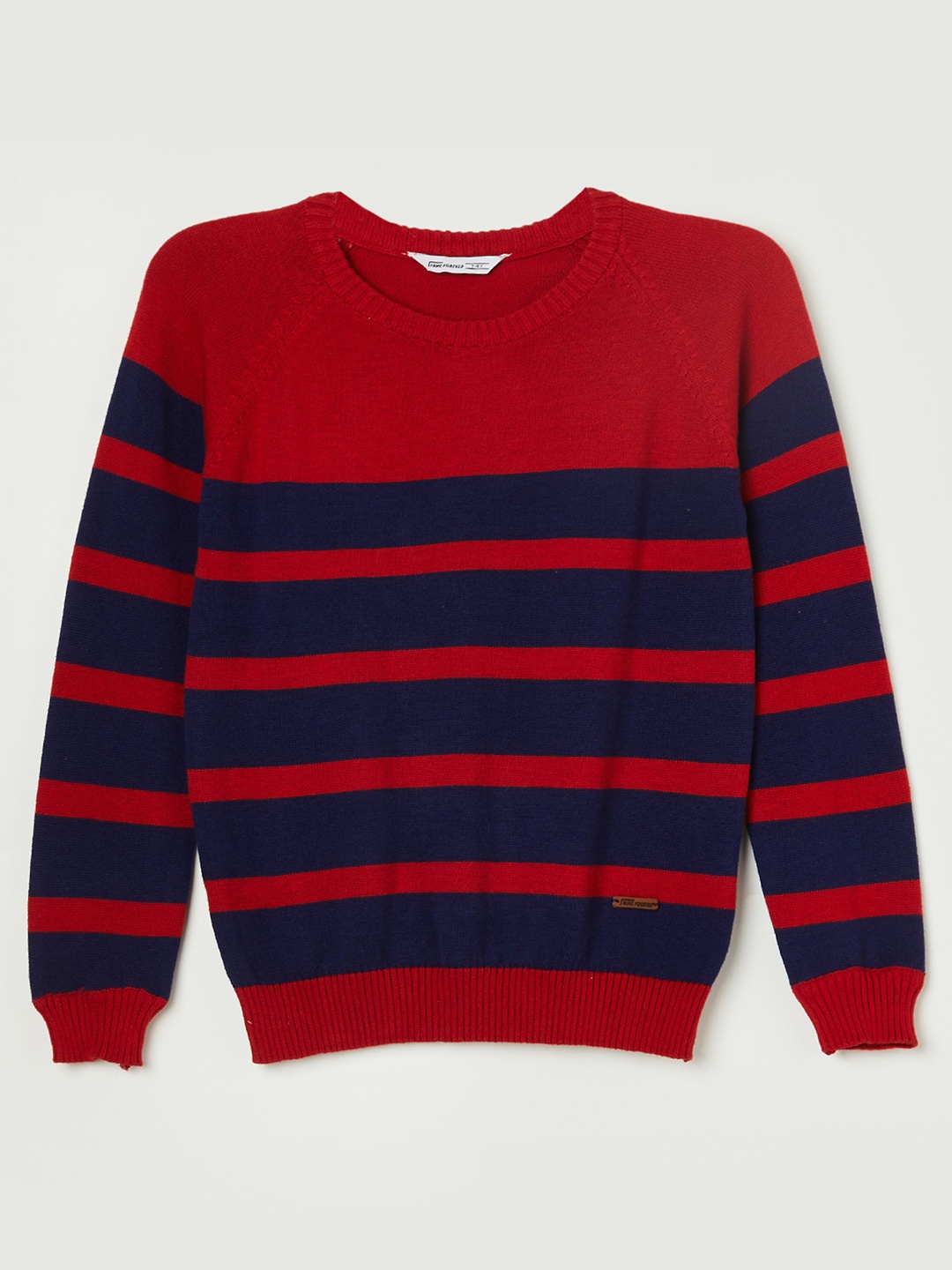 

Fame Forever by Lifestyle Boys Colourblocked Ribbed Pure Cotton Pullover, Red