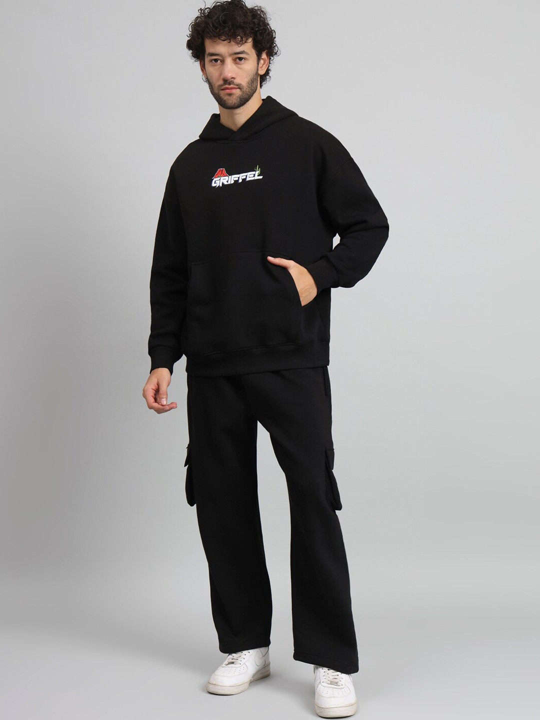 

GRIFFEL Graphic Printed Hooded Tracksuit, Black