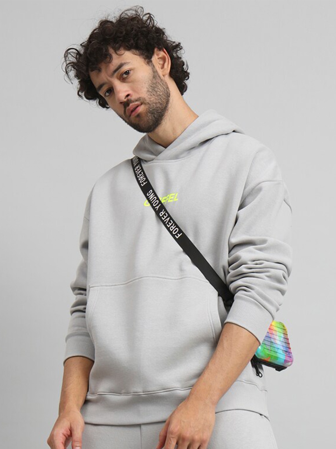 

GRIFFEL Fleece Hooded Pullover Sweatshirt, Grey melange