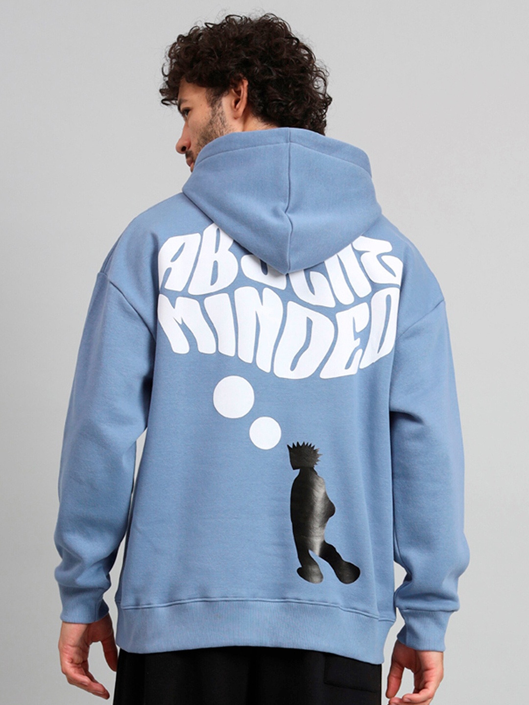 

GRIFFEL Typography Printed Hooded Fleece Sweatshirt, Blue