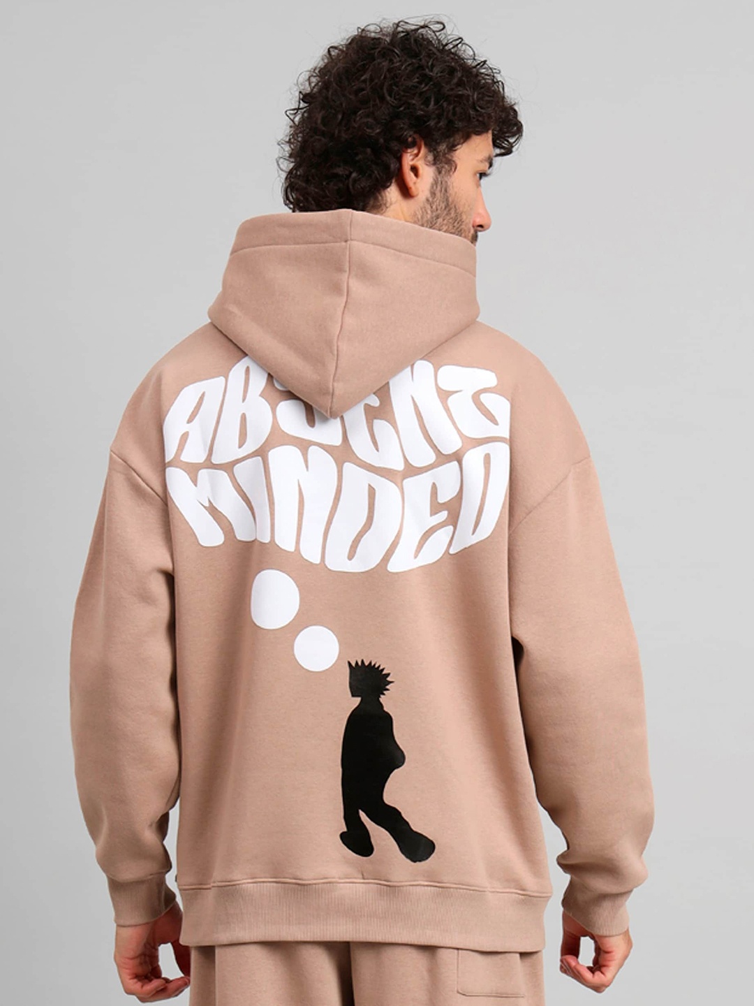 

GRIFFEL Typography Printed Hooded Fleece Sweatshirt, Cream