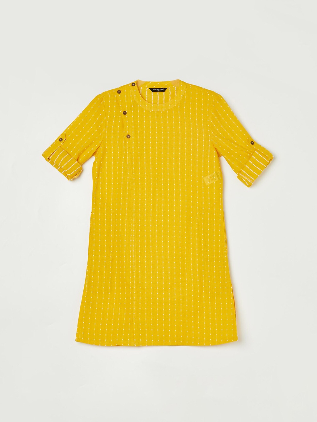 

Melange by Lifestyle Boys Striped Pure Cotton Straight Kurta With Pyjamas, Yellow