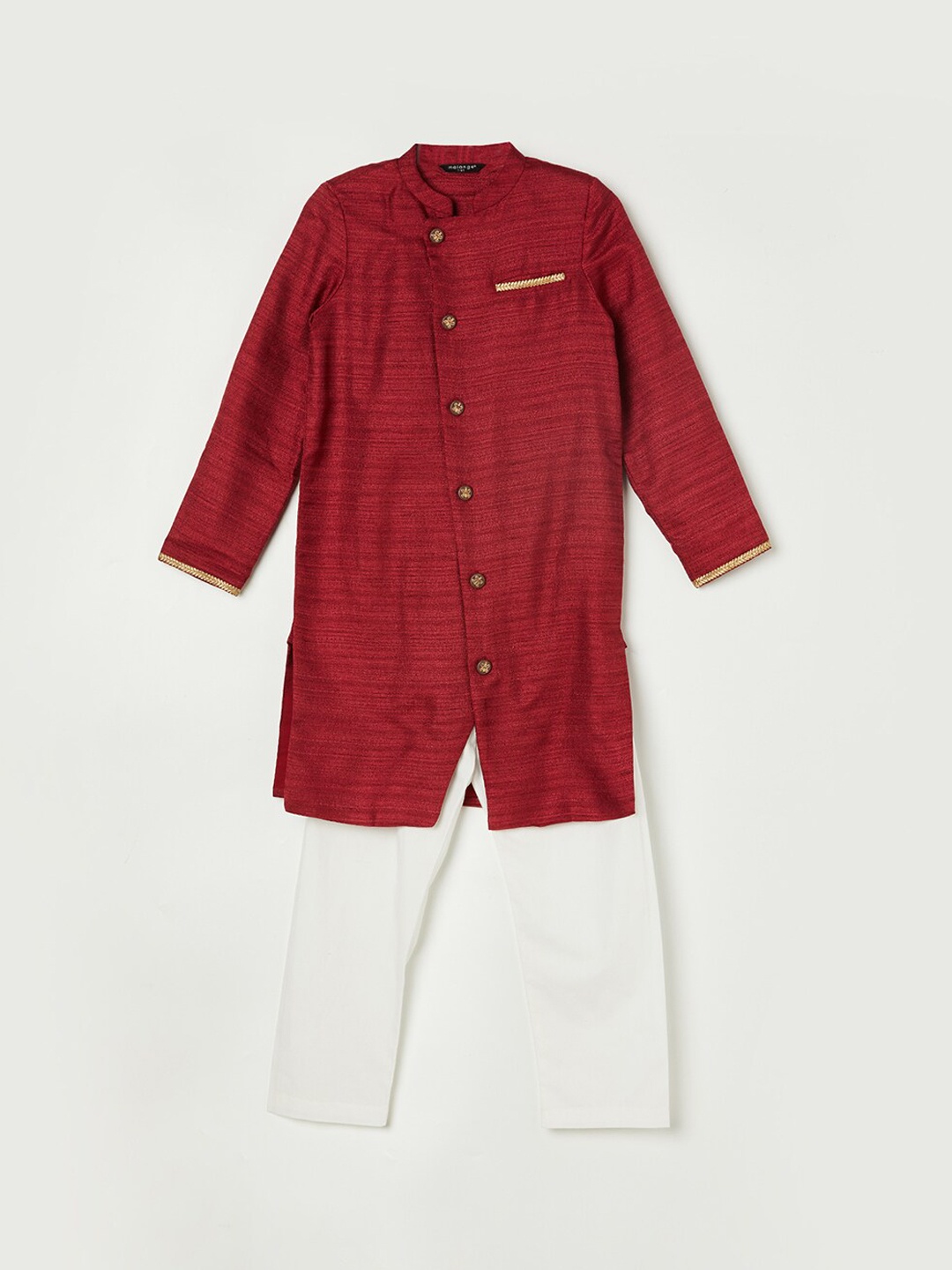 

Melange by Lifestyle Boys Mandarin Collar Sherwani Set, Red