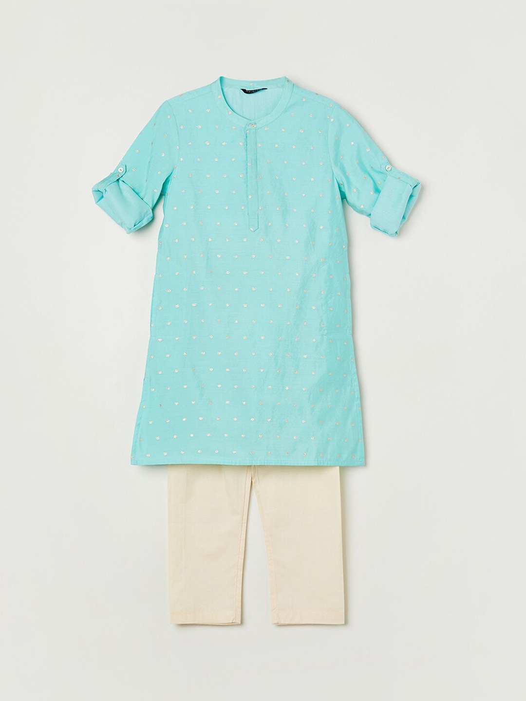 

Melange by Lifestyle Boys Geometric Woven Design Straight Kurta With Pyjamas, Blue