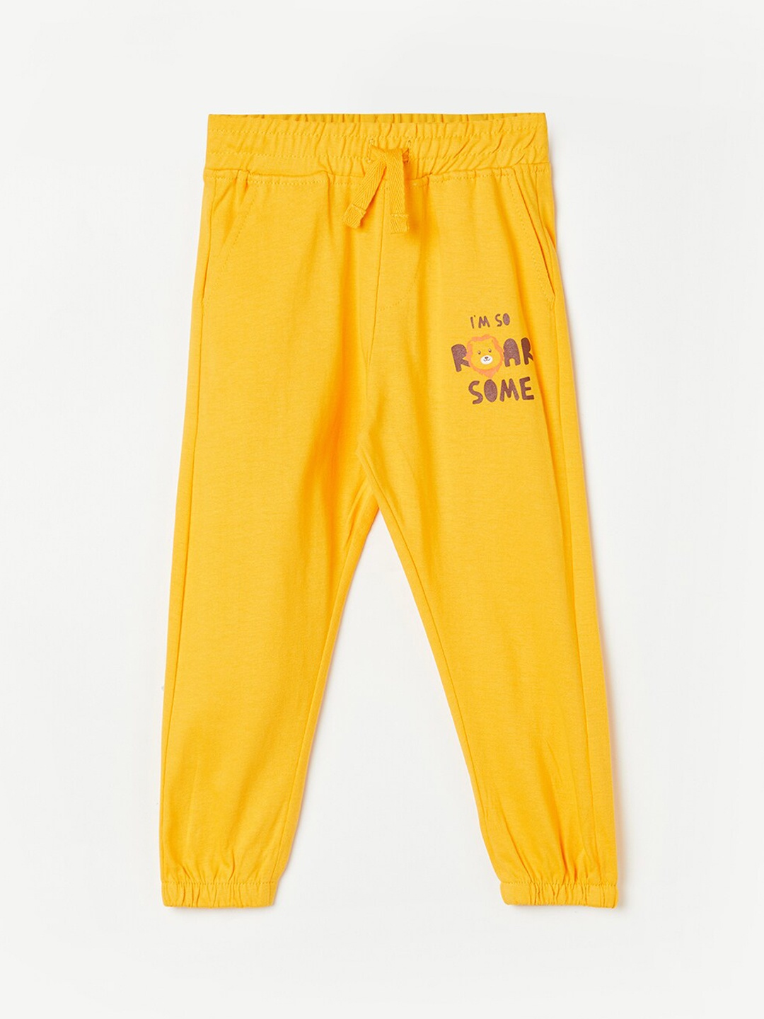 

Juniors by Lifestyle Infant Boys Typography Printed Cotton Joggers, Mustard