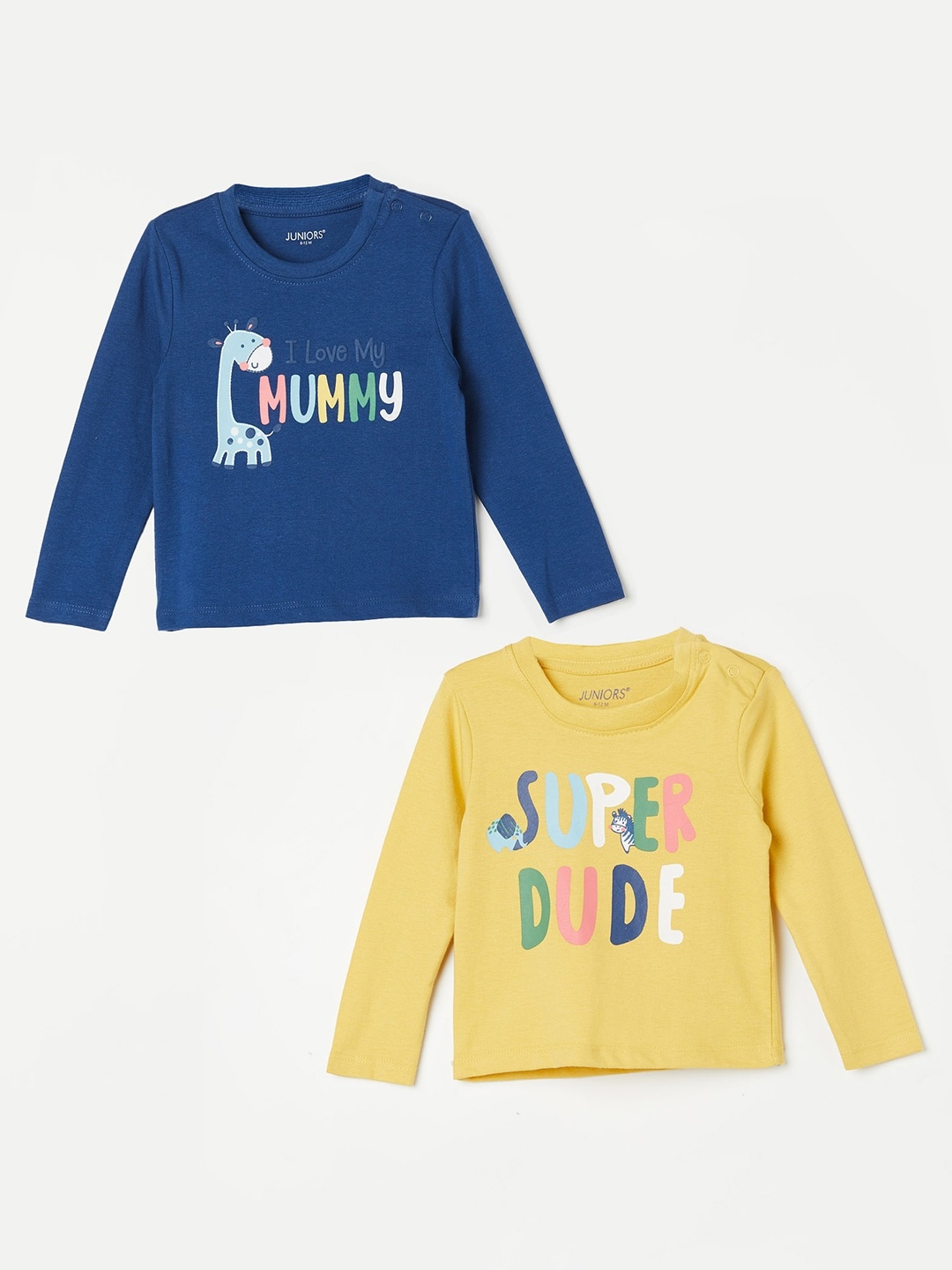 

Juniors by Lifestyle Boys Pack Of 2 Typography Printed Pure Cotton T-shirt, Blue