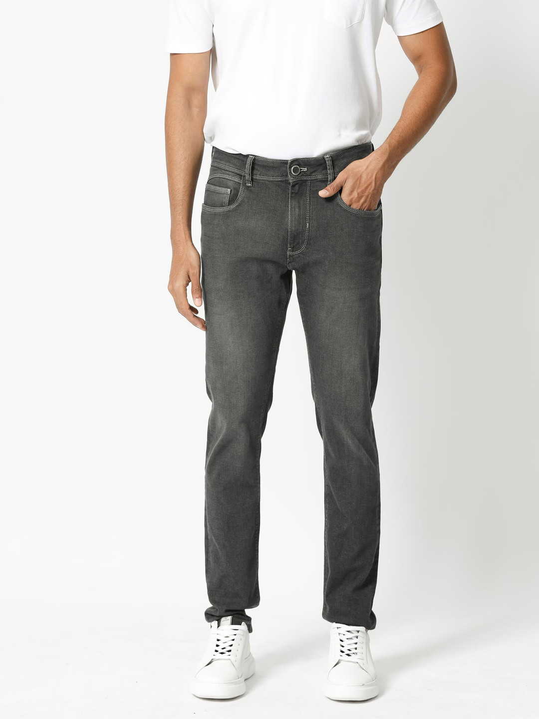 

RARE RABBIT Men Celebi Slim Fit Cotton Jeans, Grey