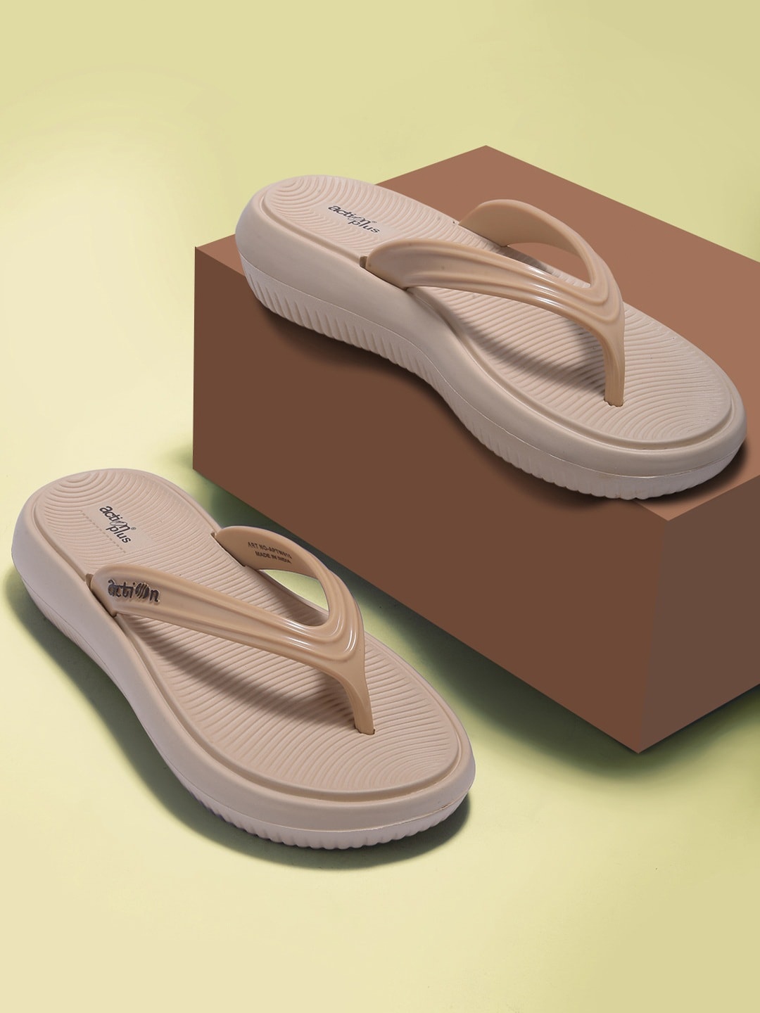 

Action Women Striped Thong Flip-Flops, Beige