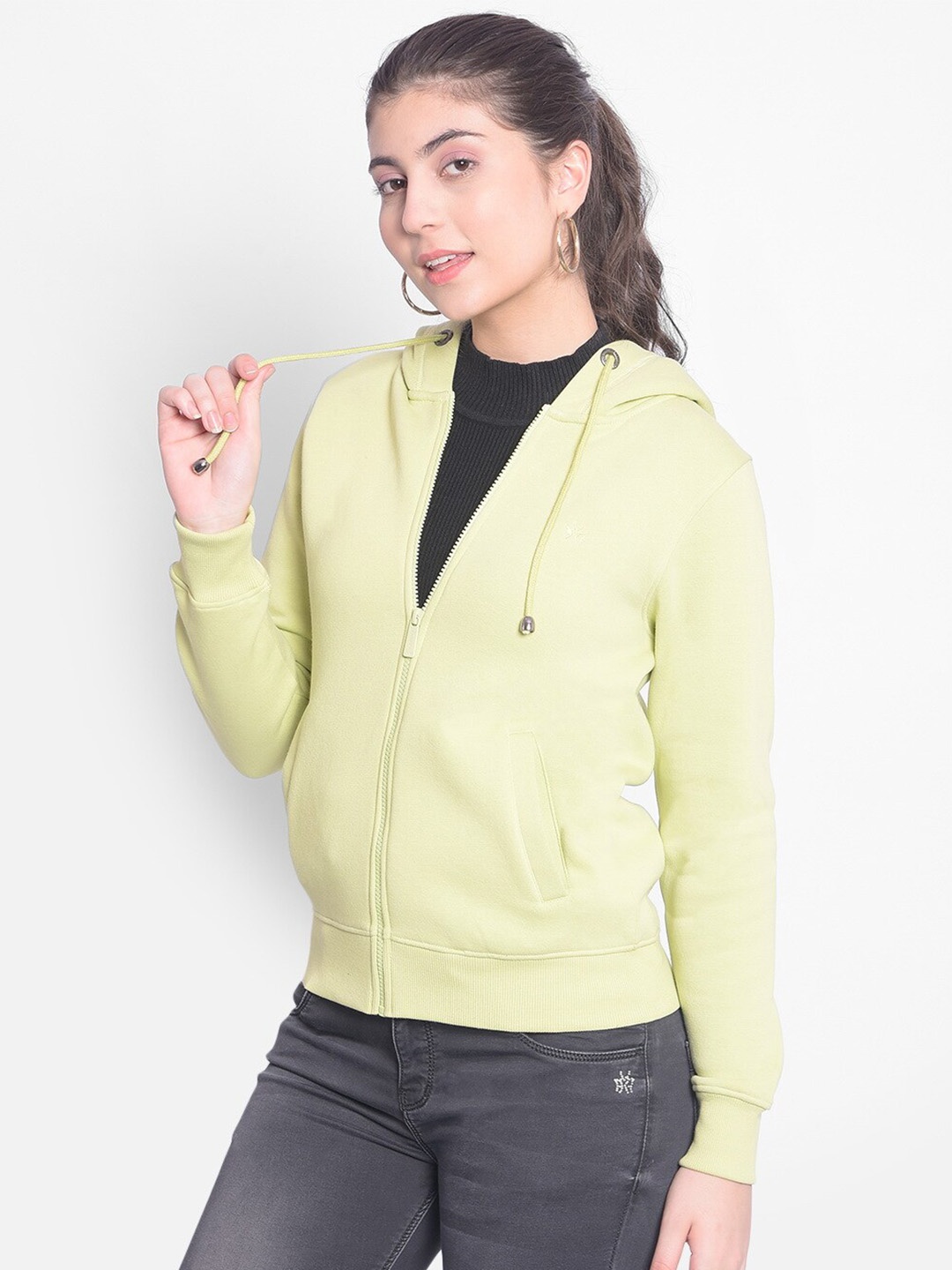 

Crimsoune Club Long Sleeves Hood Front-Open Sweatshirt, Olive