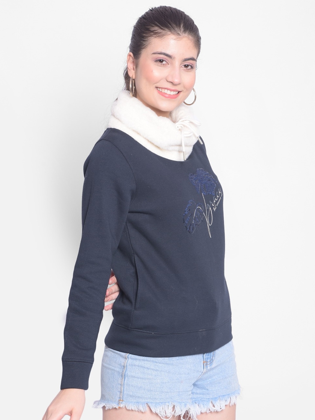 

Crimsoune Club Typohraphy Printed Pullover Sweatshirt, Navy blue