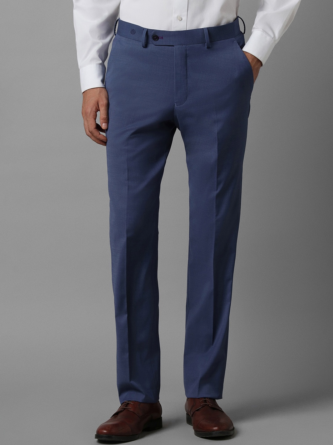 

Luxure by Louis Philippe Men Slim Fit Mid-Rise Formal Trousers, Blue